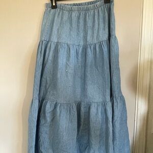 Elegant Light Blue Tiered Maxi Skirt